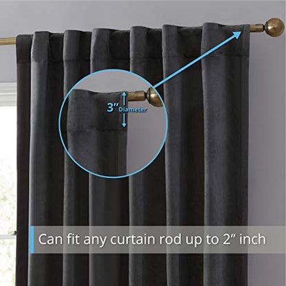 HLC.ME Lopez Velvet Premium Privacy Back Tab Rod Pocket Window Treatment Curtain Drapery Panels for Bedroom & Living Room - Set of 2 Panels (54 x 96 inches Long, Charcoal Grey) - color: Charcoal Grey, size: 54"W x 96"L (Pack of 2), style: Back Tab Rod Poc