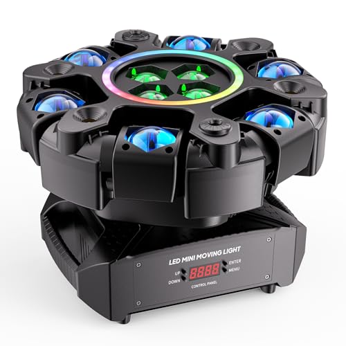 Moving Head DJ Stage Light 6-Arm RGBW with 4 Honeycomb Beams, 90° Swing 540° Rotate, White/Warm Strobe, Red/Green Starry Sky, Colorful Aperture Effects, Auto/DMX512 Control for Party Club Wedding - size: 1 PACK
