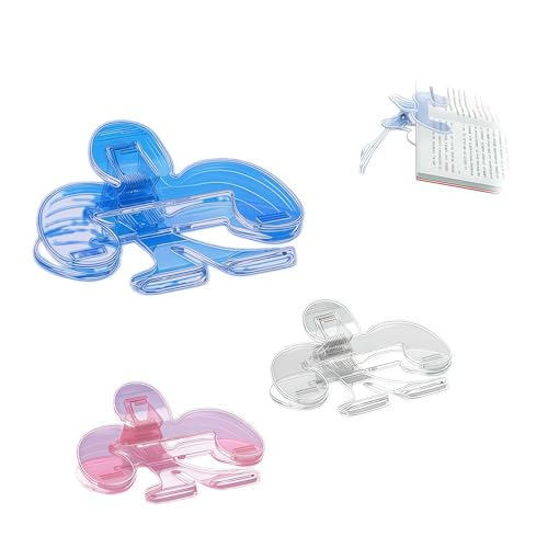 AZY 3PCS Book Page Holders for Reading, Book Clips to Hold Book Open, Transparent Hands Free Book Holder with 12° Stand, Book Opener for Reading, Study, Music Sheets & Cooking