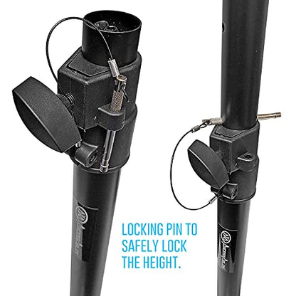 AxcessAbles Studio Monitor Speaker Stands Pair. 80lb Capacity per Stand. Adjustable Height 26" - 42". Metal Constructed Stands Ideal for Surround Sound, Bookshelf and Monitoring Speakers
