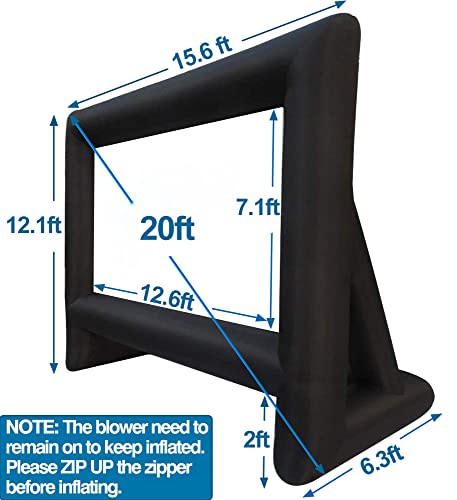 XHYCPY 20 Feet Inflatable Projector Screen Outdoor Inflatable Movie Screen with Air Blower Storage Bag, Easy Set Up Blow Up Screen for Backyard Movie Night, Theme Parties, Celebrations - size: 20ft