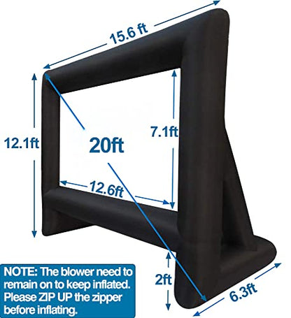 XHYCPY 20 Feet Inflatable Projector Screen Outdoor Inflatable Movie Screen with Air Blower Storage Bag, Easy Set Up Blow Up Screen for Backyard Movie Night, Theme Parties, Celebrations - size: 20ft