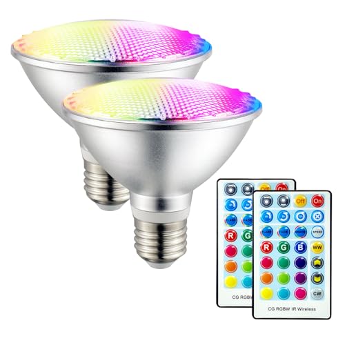 PAR30S RGBW (2700K-6500K) Bulbs, IR Remote Control,2 Pack