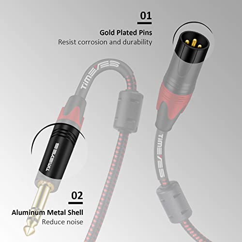 XLR to 6.35 Jack Cable, 10M 1/4" TRS to XLR Male Balanced Mic Cable, Male XLR to 1/4 Inch 6.5mm Male Audio Cord, TRS 6.35mm to XLR Male Balanced Microphone Cable Quarter Inch to XLR Plug 33FT - size: 10M/33FT