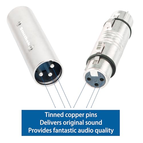 Smithok 4-Pack XLR Gender Connector Kit, 2 Male to Male & 2 Female to Female Couplers, for Mixers, Micphones & Amplifiers