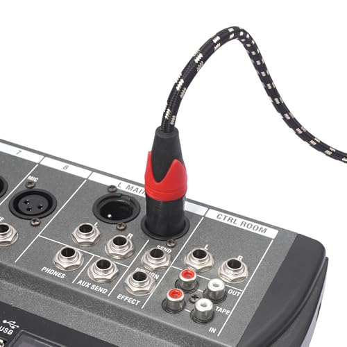 XLR Cable 25ft 4 Packs - Premium Balanced Microphone Cable with 3-Pin XLR Male to Female Mic Speaker Cable, Black and White Grid Layer, Pure Copper and Plated Conductors - color: Black White Grid, size: 25 FT, 4Packs