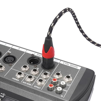 XLR Cable 25ft 4 Packs - Premium Balanced Microphone Cable with 3-Pin XLR Male to Female Mic Speaker Cable, Black and White Grid Layer, Pure Copper and Plated Conductors - color: Black White Grid, size: 25 FT, 4Packs