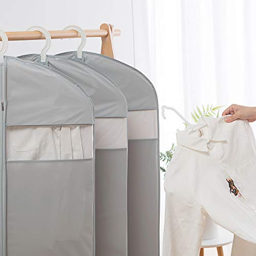 Dress Bags for Gowns Long, 65'' Long Dress Clear Garment Bag(Set of 2, 23.3'' X 65'') | Transparent window , Easy to identify - size: Set of 2(23.3" x 65") Gray
