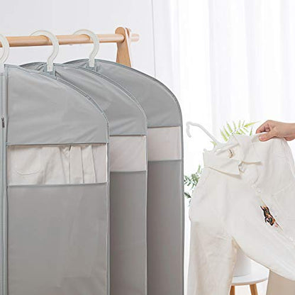 Dress Bags for Gowns Long, 65'' Long Dress Clear Garment Bag(Set of 4, 23.3'' X 65'') | Transparent window , Easy to identify - size: Set of 4(23.3" x 65") Gray
