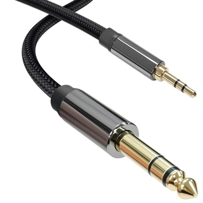 3.5mm to 1/4 Cable, TRS to TRS Stereo Audio Cord, 10ft | 3.5 to 1/4 Inch Braided Cable, Gold-Plated Connectors, Cables for Guitar, Keyboard, Digital Piano, Speaker, Mixer, Amplifier - size: 10ft