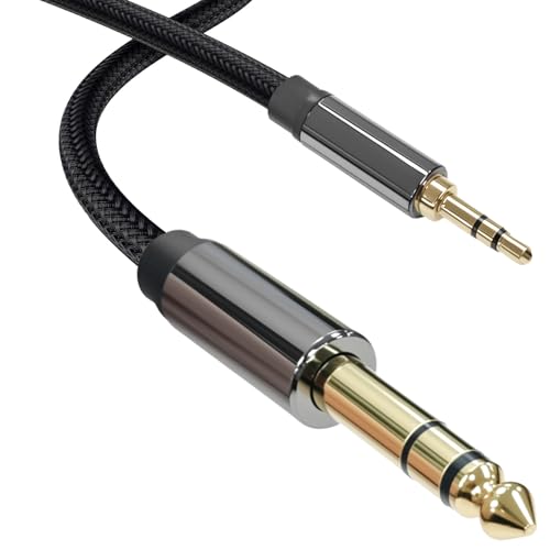 3.5mm to 1/4 Cable, TRS to TRS Stereo Audio Cord, 16ft | 3.5 to 1/4" Braided Cable, Gold-Plated Connectors, Cables for Guitar, Keyboard, Digital Piano, Speaker, Mixer, Amplifier - size: 16ft