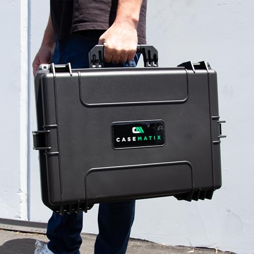 CASEMATIX Mixer Carry Case Compatible with Yamaha MG12XU | 12 Channel Mixing Console, IPX7 Waterproof Hard Shell, Fits Mixers up to 17" x 12.1" x 5", Includes Foam, Cable Storage