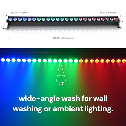 24 LED Stage Lights Bar 120W Professional Wall Wash Lights RGBW 4in1 DMX Light 10/34 CH 8-Zone Linear Fixture with 63 Auto Modes, Strobe & Sound Active for Party Club Disco Events Wedding Church - style: 4-in-1 LED