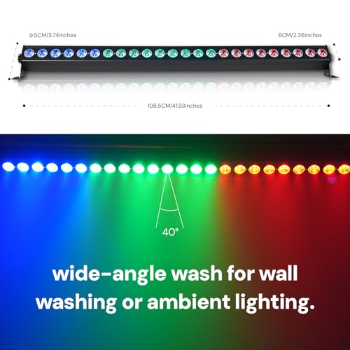 24 LED Stage Lights Bar 120W Professional Wall Wash Lights RGBW UV 6in1 DMX Light 12/50 CH 8-Zone Linear Fixture with 58 Auto Modes, Strobe & Sound Active for Party Club Disco Events Wedding Church - style: 6-in-1 LED