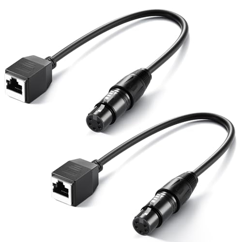 Neewer 5 Pin DMX XLR Female to RJ45 Female Cable, 2 Pack RJ45 to 5 Pin XLR Adapter Connector ONLY for TL60/TL90C/TL120C RGB Tube Light Wand and DMX512 Console Lighting Controller, 1ft/35cm, NC007 - style: 5 Pin Female to Female Cable