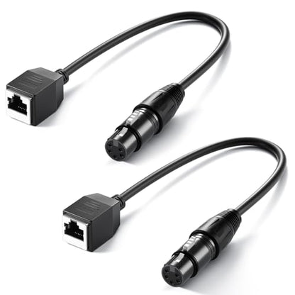 Neewer 5 Pin DMX XLR Female to RJ45 Female Cable, 2 Pack RJ45 to 5 Pin XLR Adapter Connector ONLY for TL60/TL90C/TL120C RGB Tube Light Wand and DMX512 Console Lighting Controller, 1ft/35cm, NC007 - style: 5 Pin Female to Female Cable