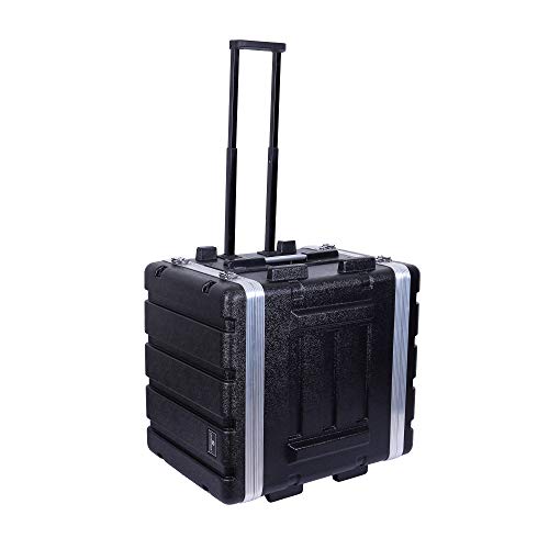 Crossrock Stackable Rack Case with Wheels fits 7U-Standard, 19.25” Depth, Polyethylene Hard-Shell Construction with Heavy Duty Hardware-Black (CRA9607UW) - color: With Wheels, size: 7U-Standard