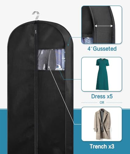 KIMBORA 54" Suit Bags for Closet Storage and Travel, Gusseted Hanging Garment Bags for Men Suit Cover With Handles for Clothes, Coats, Jackets, Shirts（3 Packs） - size: 54"
