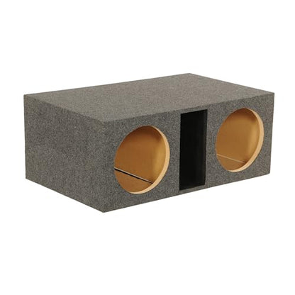 Q Power HD212VL 12 Inch Dual Vented Subwoofer Box, Heavy Duty 2-Hole Extra Large Ported Enclosure with 1-Inch MDF Front, Charcoal Grey Finish - style: Vented - Extra Large