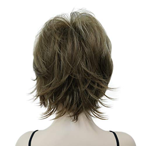 Lydell Short Layered Shaggy Full Synthetic Wig Wigs 12TT26 Brown Highlights - color: 12TT26 Brown Highlights