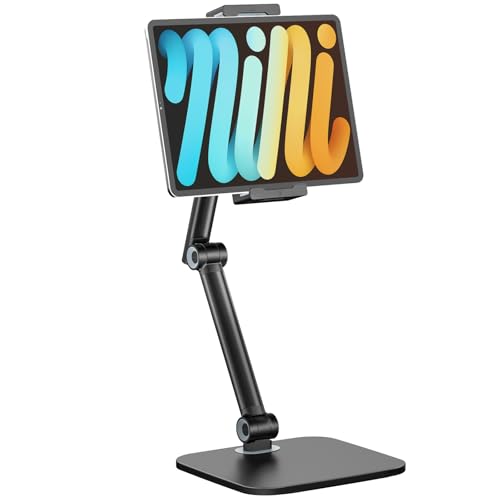 Tablet Stand for iPad, Phone Stand Holder with Heavy-Duty Base for Desk | Multi-Angle Adjustable Foldable Tablet Holder Compatible with 4.7-12.9 Devices - iPhone, Kindle, Galaxy Tab, Black