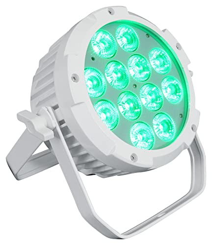 Rockville Wet PAR PRO White Outdoor RGBWA+UV Wall Wash Stage Light, 4-Pack | IP54, 12 x 6-in-1 LEDs, 6/10-Channel DMX, Remote, 15/45° Beam, Double Bracket, for Restaurant, Club