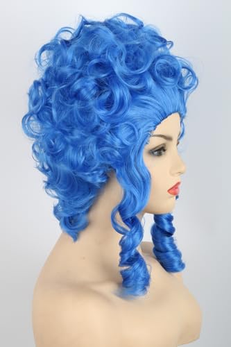Topcosplay Blue Short Colonial Wig Halloween Costume Cosplay Wigs for Women Girls Bouffant Baroque Beehive Wig - color: Blue