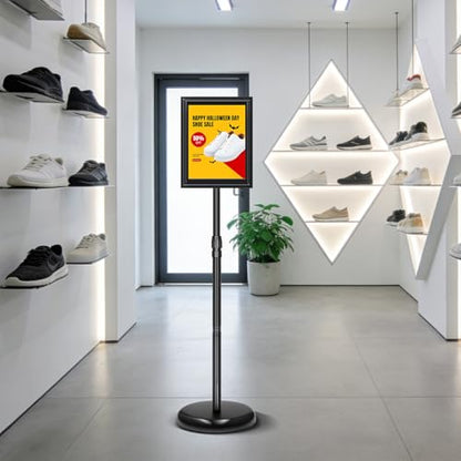 1 Pack Sign Holder Stand 8.5x11 inch, Height Adjustable Floor Standing Signage Stand with 360° Rotated Frame, Outdoor Indoor Poster Stand with Base for Business, advertising, Malls - size: Sign Holder Stand 8.5x11 - 1Pack