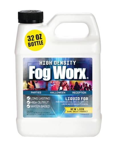 FogWorx Extreme High Density Fog Juice - Quart – 32 Fluid Ounces of Long Lasting, High Output, Odorless Water Based Machine Fluid for 400 to 1500 Watt Machines - size: HD Quart