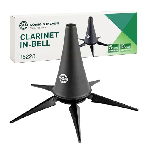 K&M König & Meyer 15228.000.55 Clarinet In-Bell Portable Stand - Lightweight 5 Leg Folding Base - Fits A and B Clarinets - Stable Secure Base - Professional Grade - Made in Germany - Black - size: 5 Leg