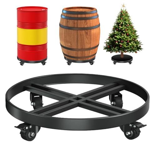Heavy Duty 55 Gallon Drum Dolly – 2000LB Capacity, Anti Rollover Design with 4 Swivel Casters & 2 Brakes, Double Fork Style for Warehouse/Industrial Use (Black) - size: 55 Gallon Drum Dolly 24.5"Lx 24.5"W