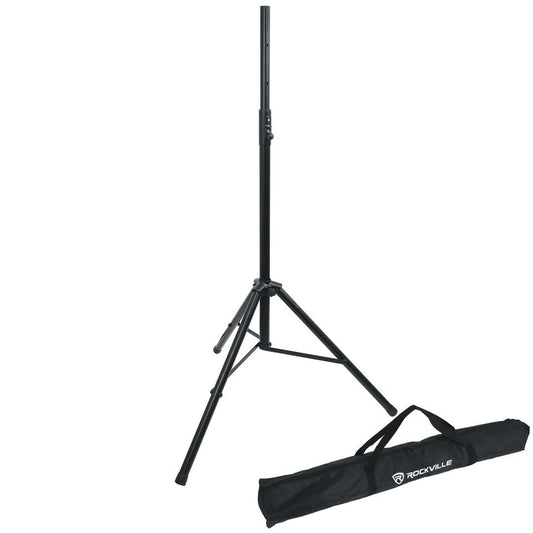 Rockville RVSS13 Tripod Push Button DJ PA Speaker Stand Air Assist Lowering | Black, All-Metal Design, 130 lbs Capacity, 47" to 81" Adjustable Height, Steel, Safety Pin Auto-Lock, Lightweight