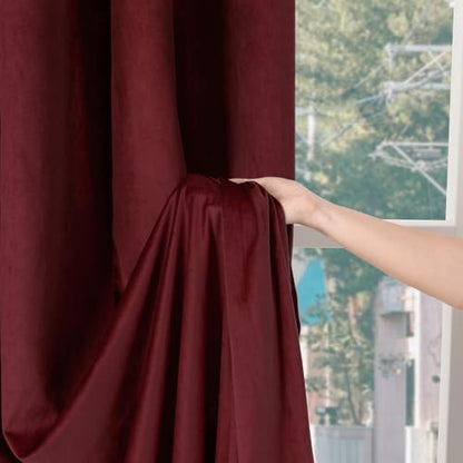 BGment Velvet Living Room Curtains 84 Inches Long, 2 Panels, Burgundy Red | Black Out, Super Soft, Energy Saving, Thermal Insulated, Noise Reduce, Panels for Bedroom, Back Tab Rod Pocket, 42 x 84 Inch - color: Red, size: 42"W x 84"L (Pack of 2)