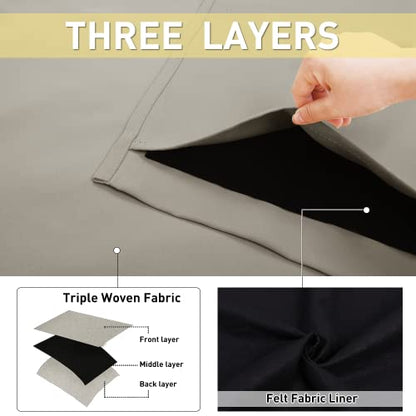 NICETOWN Sound Barrier 100% Blackout Cold Blocking Divider Curtains 84", Noise, Heat and Cold Blocking Drapes with Felt Fabric Lining for Nursery/Daytime Sleep/Bedroom (Natural, 2 PCs, 52" Wide) - color: Natural, size: 52"W x 84"L (Pack of 2)