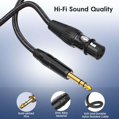 XLR to 1/4, TRS to XLR Female 3ft 1Packs, Quarter Inch (6.35mm) to XLR | TRS to XLR Microphone Cable Gold-Plated Connectors Nylon Braided for Speakers, Mixers, Amplifiers - size: 3ft 1Pack