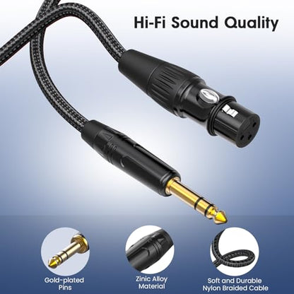 XLR to 1/4, TRS to XLR Female 3ft 1Packs, Quarter Inch (6.35mm) to XLR | TRS to XLR Microphone Cable Gold-Plated Connectors Nylon Braided for Speakers, Mixers, Amplifiers - size: 3ft 1Pack
