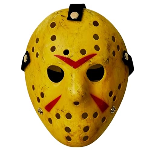 CASA CLAUSI Mask Cosplay Halloween Costume Mask Prop Horror Hockey Yellow | Scary Hockey-Style Full Face Mask – Perfect Cosplay Prop for Halloween Horror Parties