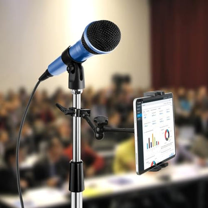 Mippko iPad Holder for Microphone Stand/Mic Music Stand,Tablet Mount Compatible with 4.7~12.9" / Nexus/LG G Pads/e-Reader/Switch/iPhone,360° Adjustable 10" Long Aluminum Alloy Arm
