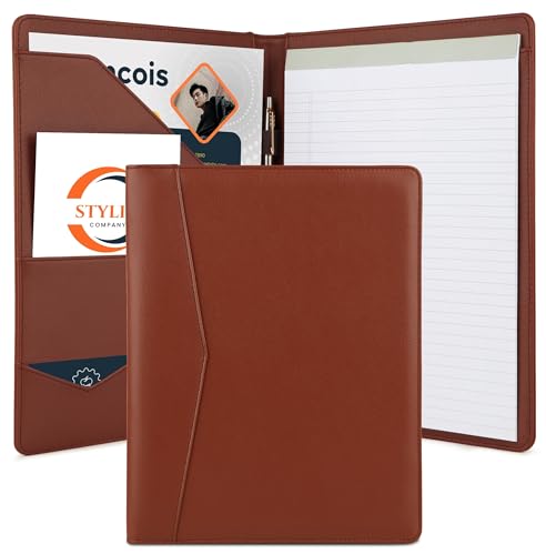 Padfolio Portfolio Organizer Binder (Tan Color) | Interview Resume Folder, Document, Business Card Holder |w/Letter-Sized Notepad | Handsome Brown Faux Leather Folio Matte Finish - color: Tan, size: Padfolio (12.5" x 9.6" x 0.9")