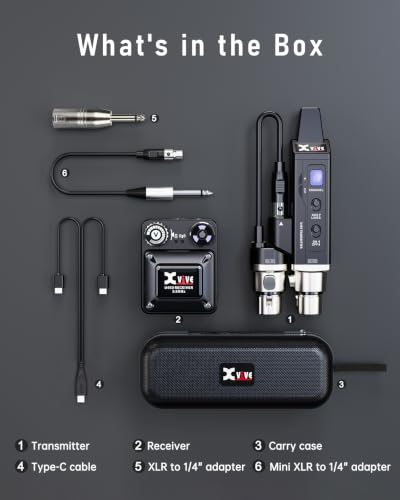 Xvive U45D True Stereo Wireless in-Ear Monitor System, 4 Monitoring Modes Stereo/L/R/Mix, 5.8GHz IEM for Musicians, Bands, Worship Teams, Dual XLR Inputs, Less Than 5ms Latency