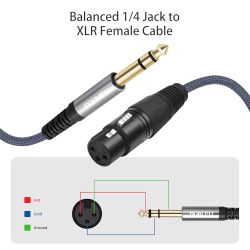 2 Pack 1/4 TRS Male to 3Pin XLR Female Microphone Cable,6.35mm TRS to XLR Female Braid Quarter inch Balanced Cable for Mixer Microphone Active Speakers-10Feet - color: 1/4 TRS To XLR F, size: 10feet(2pack)