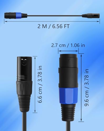 CERRXIAN Speakon to XLR Speaker Cable, 16AWG XLR Male to Speakon Female Audio Adapter with Twist Lock for Amplifier Pro DJ PA Stage - 6.5FT