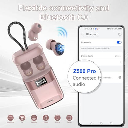 Sleep Earbuds Bluetooth 6.0 in Ear, 2026 New Mini Sleep Headphones with Sleep Monitor and APP, Sleepbuds for Side Sleepers, 48H Playtime Sleep Earphones with Small Earplugs, B-Rose Gold