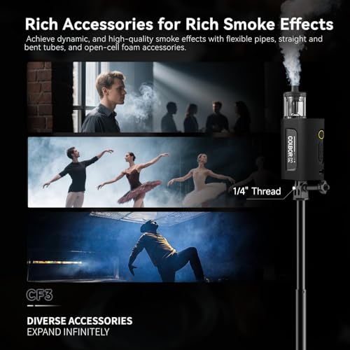 COLBOR CF3 Fog Machine 30W Portable Fog Machine Mini Fogger for Photography | with 60° Tilt-Protection for Outdoor Party Cosplay Halloween Rechargeable Smoke Machine Fog - size: CF3