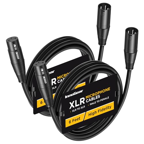 InnoGear 2 Pack 6 Feet XLR Cables Male to Female Microphone Cord, Black - color: Black, size: 6 Feet