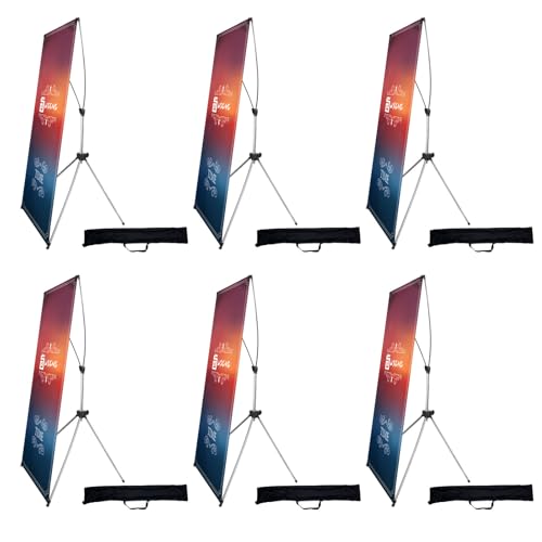 USCNC X Banner Stand Adjustable Fit Banner 23 x 63 to 32 x 78 Inch(STAND ONLY), Portable Travel Bag,Suitable for advertising, stores, exhibitions, restaurants, events, birthday parties, and other occasions (6 Pack) - size: 6 Pack