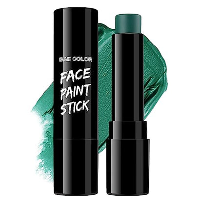 BADCOLOR Green Face Body Paint Stick, St Patrick's Day Blendable Eye Black Deep Green Face Painting Kit for Sports Camo, Halloween SFX Makeup Cosplay Joker Zombie Vampire Costume Parties - color: 1PCS Green