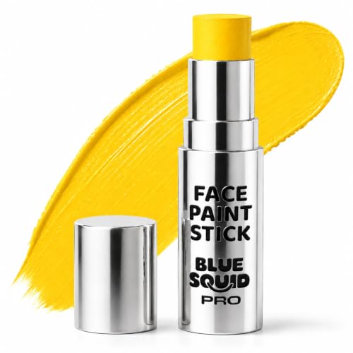 Blue Squid PRO Yellow Face Paint Stick - Waterproof Body Paint for Adults & Kids Eye Black Baseball, Softball - Vegan Hypoallergenic Twist-Up Non-Toxic Makeup Stick for Cosplay, Sports & SFX - color: Yellow