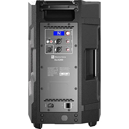 Electro-Voice ELX200-10P 10" 2-Way 1200W Powered Speaker (Pair) Bundle with Auray SS-47S-PB Steel Speaker Stands with Carrying Case and 2X XLR-XLR Cables
