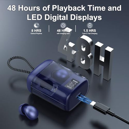 Sleep Earbuds Bluetooth 6.0 in Ear, Sleep Headphones with Sleep Monitor APP, 2026 Mini Sleep Ear Buds with Small Earplugs for Side Sleepers, 48H Playtime Sleep Earphones with Sleep Mode Deep Blue